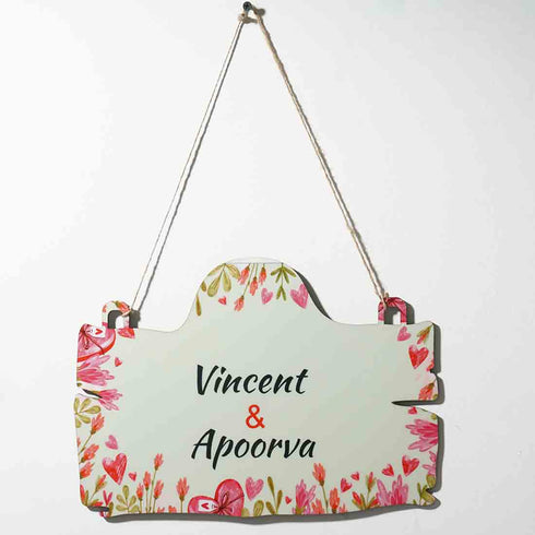 Floral Personalised Couples Wall Hanging - Uncommongifts.in